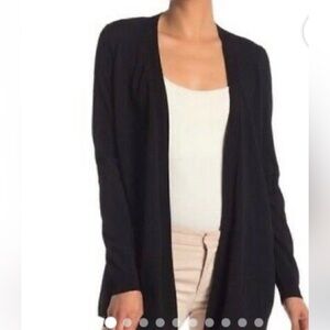 Theory Open Front Ribbed Black Cardigan